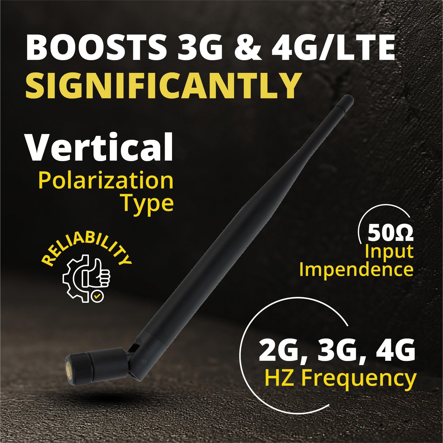 Shopcorp SMA Antenna - Omni Directional 3G 4G LTE Antenna, 5 dBi Gain, SMA Male Connector, 50 Ohm Impedance, 50W Max Power, Linear Vertical