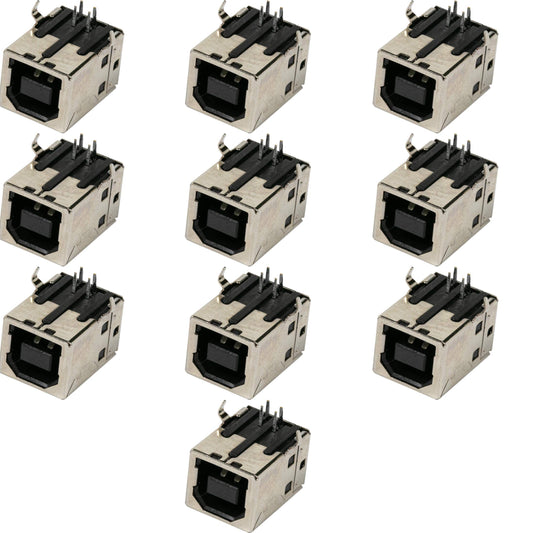risingsaplings 10pcs USB 2.0 Standard Type B Female Socket Connector Jack Port 90 Degree Right Angle for Replacement Adapter Black