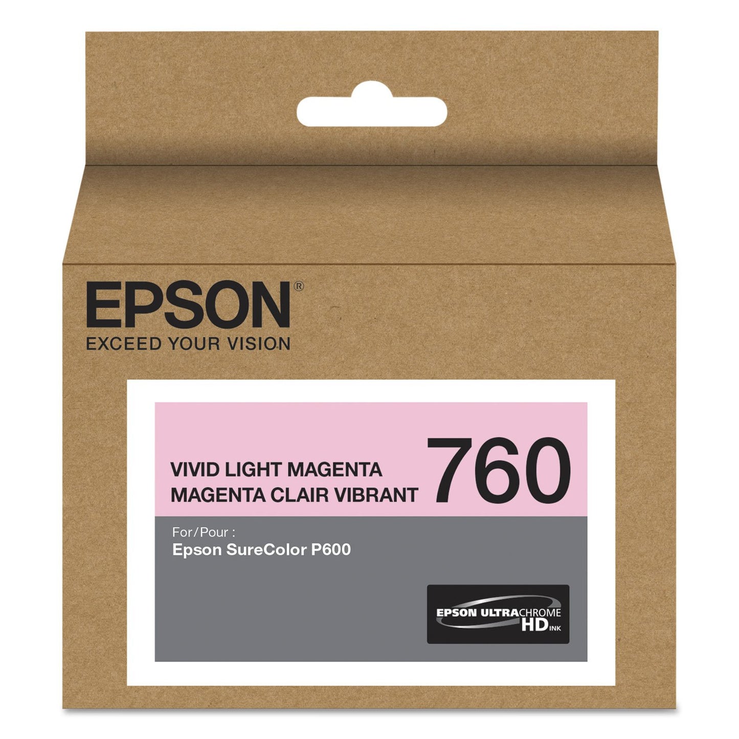 Epson T760620 (760) UltraChrome HD Ink (Vivid Light Magenta) in Retail Packaging