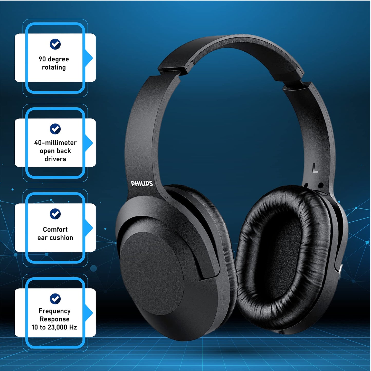 Philips Over Ear Wired Stereo Headphones for Podcasts, Studio Monitoring and Recording Headset for Computer, Keyboard and Guitar with 6.3 mm (1/4")…