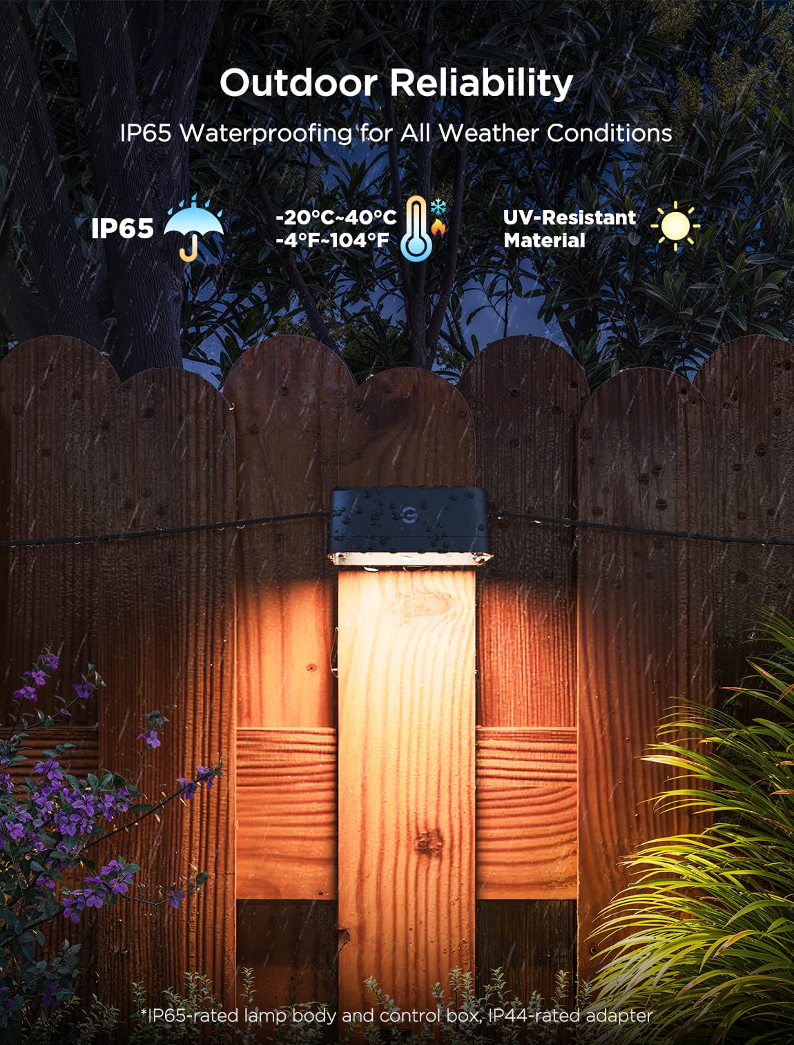 Govee Outdoor Deck Lights, RGBIC Outdoor Lights with 4000K White Light, IP65 Smart Fence Lights with App Control, Voice Control, LED Path Light