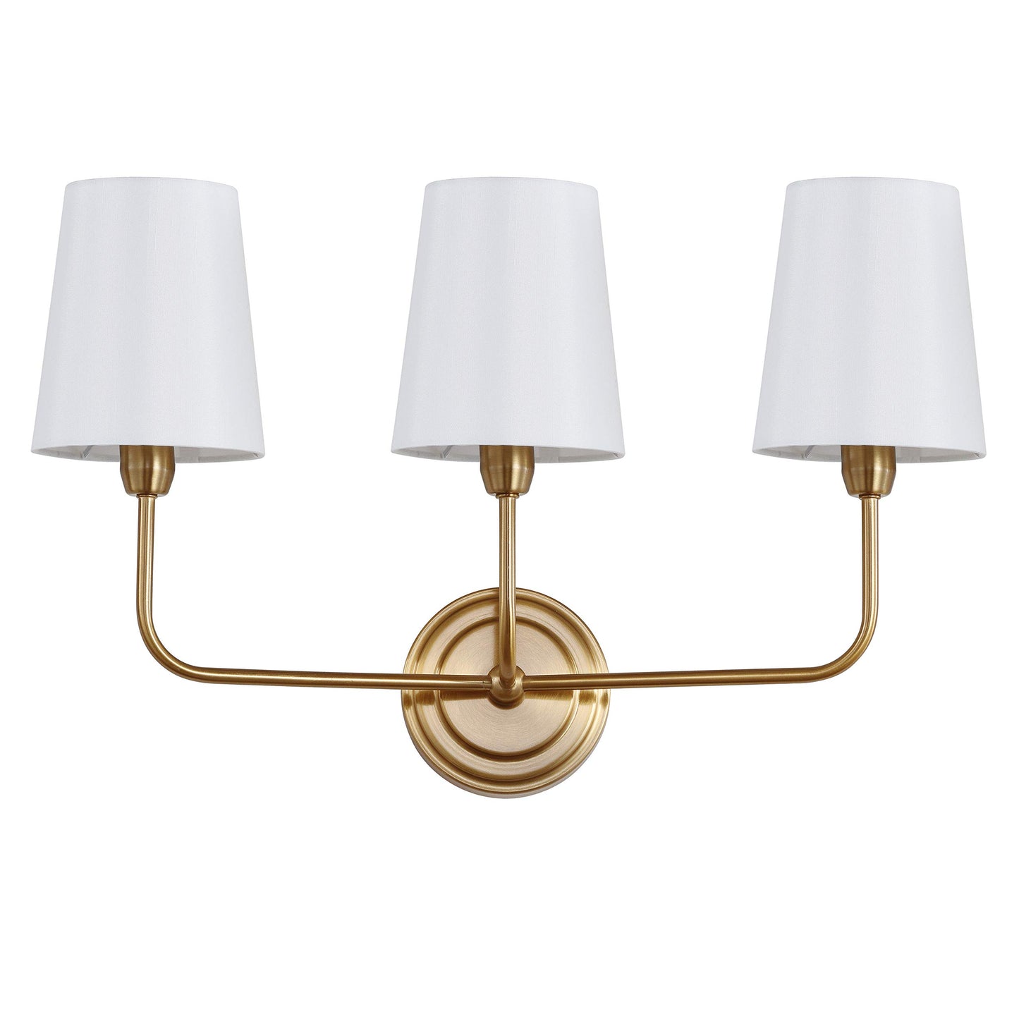 SAFAVIEH Lighting - Sawyer 3-Light 22-Inch Wall Sconce - Brass - Fabric Shade - Contemporary Design - Ideal for Vanity, Hallway, Bedroom, Bathroom