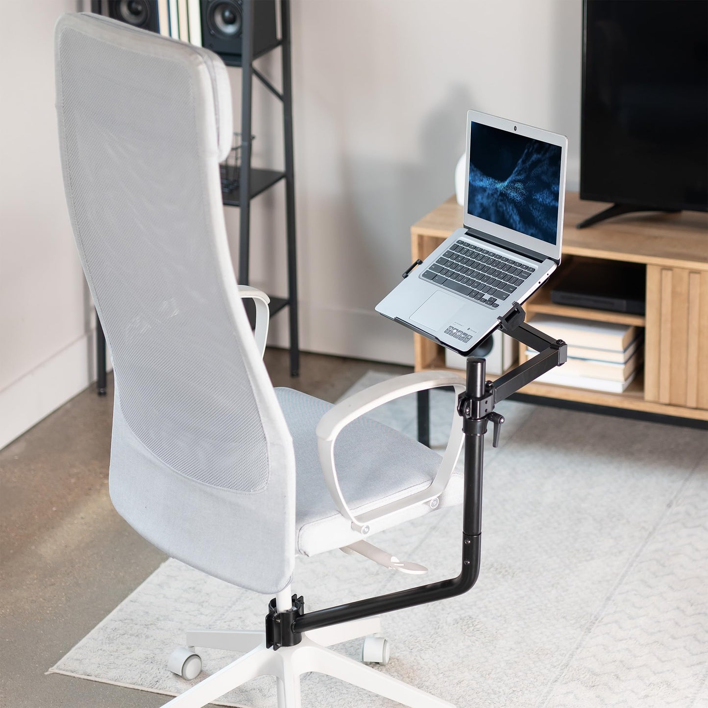 VIVO Office Chair Mounted 12 x 9 Inch Laptop Tray, Ergonomic Tilt, Full Motion 360 Degree Rotation, Black, MOUNT-KB08CL
