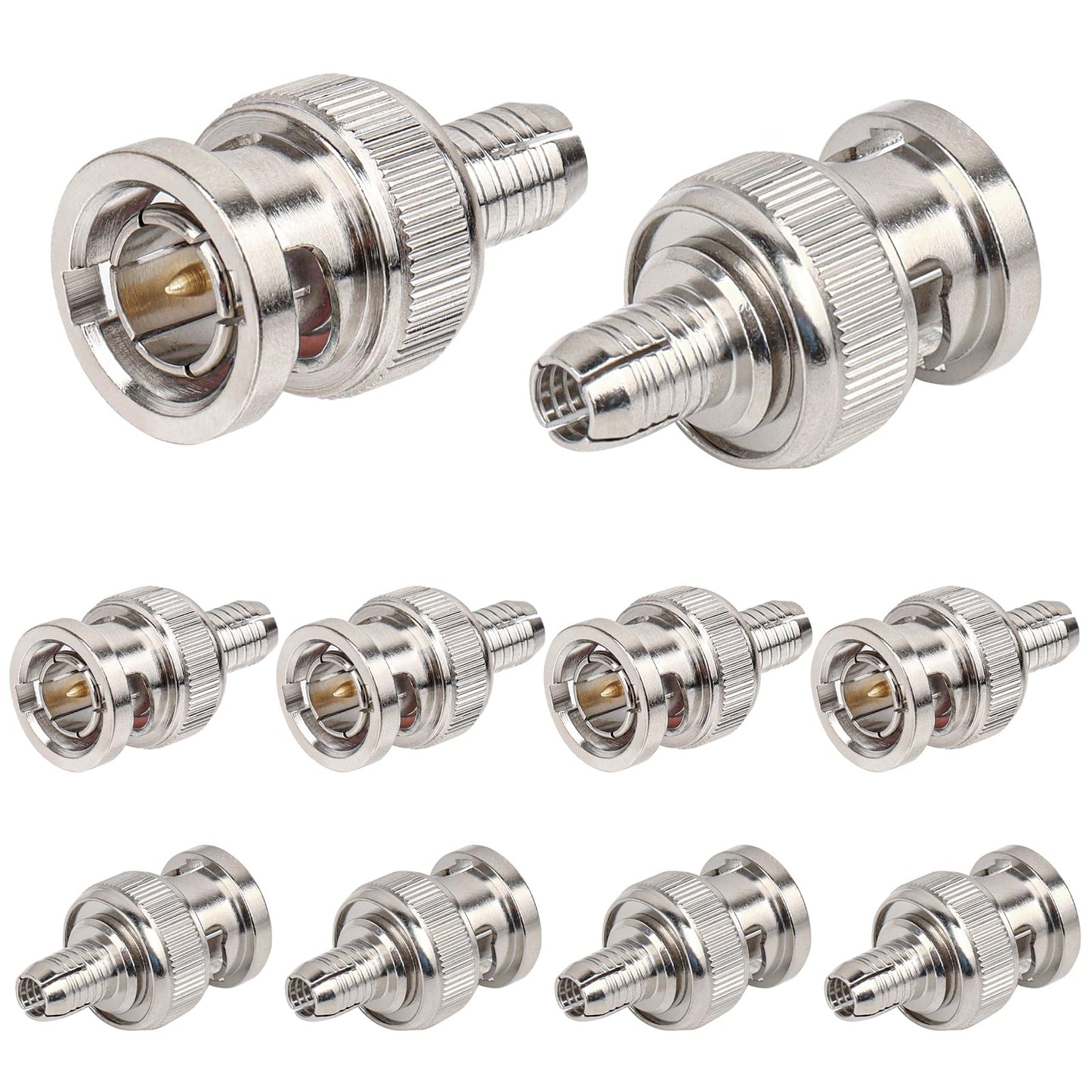 XRDS -RF BNC Compression Connector for RG59 Coaxial Cable BNC Male RG59 Connectors for CCTV, SDI, HD-SDI, Siamese, Security Camera(Pack of 10)