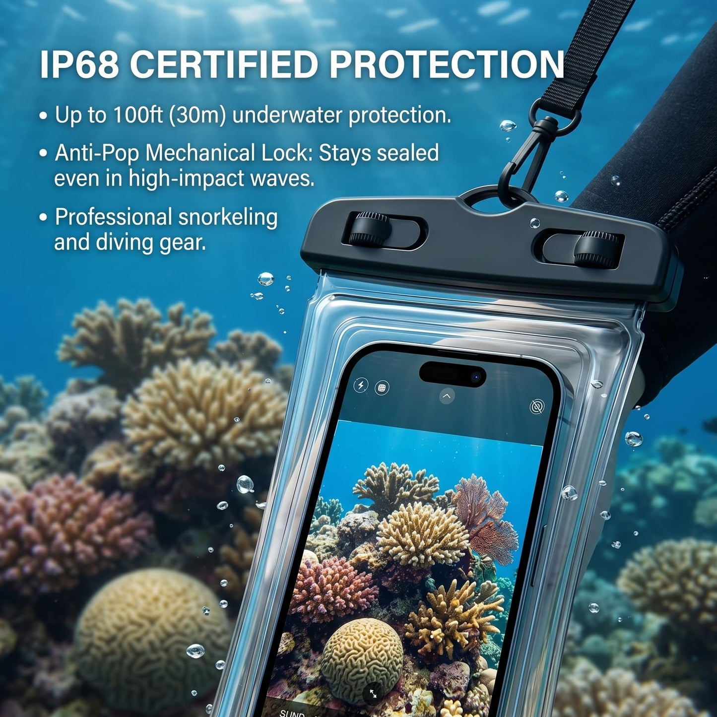 [2 Pack] Universal Floating Waterproof Phone Pouch, IP68 Water Proof Case for All Phones with Detachable Lanyard - Perfect Beach Cruise Essentials