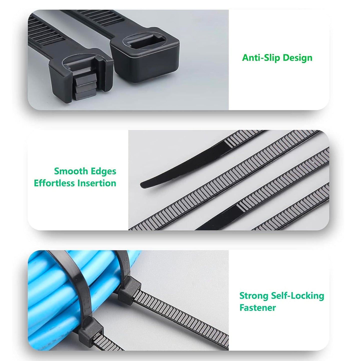 HPWFHPLF Cable Ties, 1000 PCS Electrical Cable Ties, 6 Inch Self-Locking Nylon Cable Zip Ties, Heavy Duty Cable management ties for Home Office