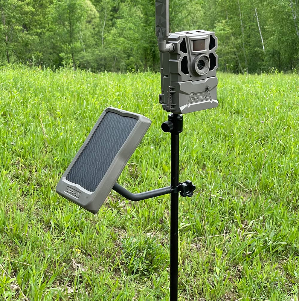 TACTACAM Reveal Adjustable Camera Stake with Solar Panel Mount, Fits All Outdoor Trail Cameras and Cellular Cameras with 1/4" 20 mounts