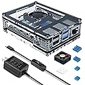 Miuzei Case for Raspberry Pi 4 with Fan Cooling Pi 4B Case with 5V 3A Power Supply, 4 pcs Aluminum Heatsinks Support Pi 4 Model B 8gb/4gb