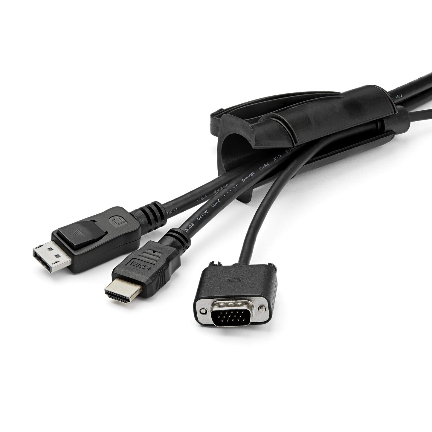 StarTech.com 2.5m (8.2ft) Cable Management Sleeve - Spiral - 1" (25mm) Diameter - W/Cable Loading Tool - Black (CMSCOILED2)