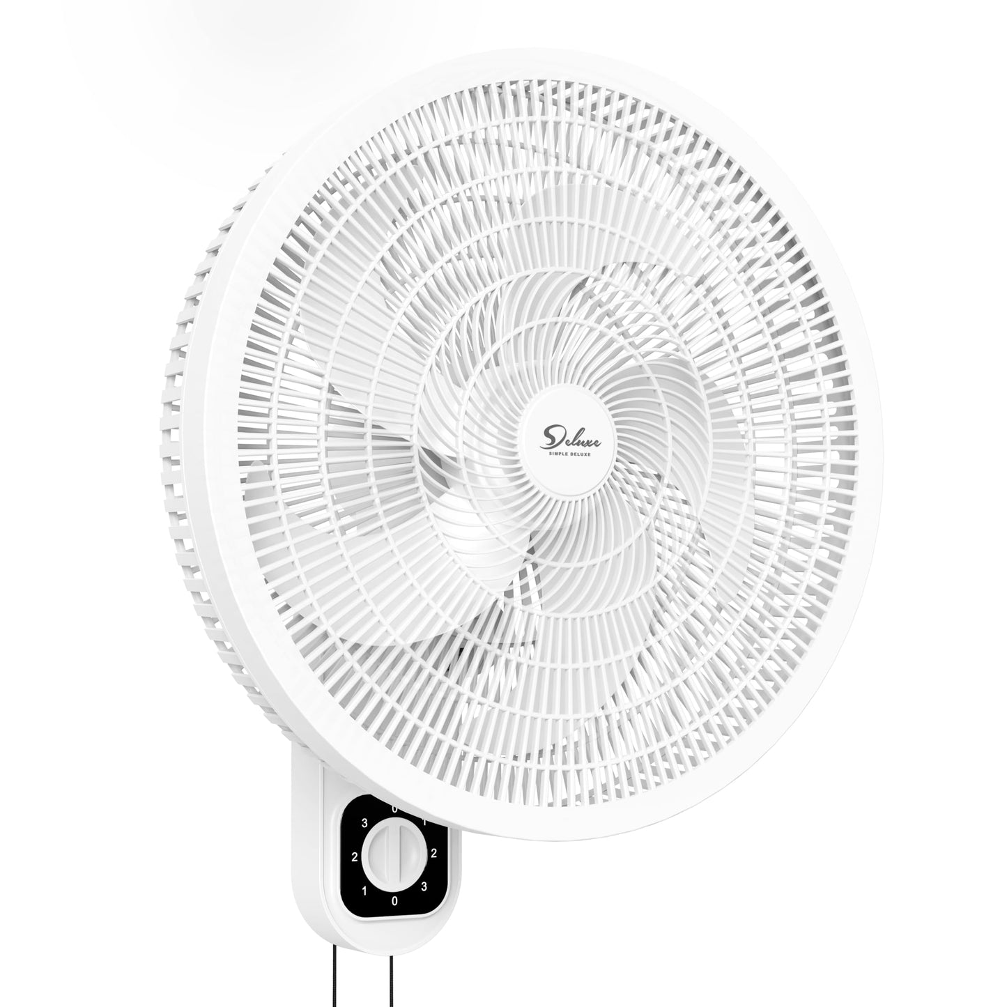 Simple Deluxe 16? Oscillating Wall Mount Fan, 3-Speed Mounted Fan Max 1350 CFM & 18ft/s Powerful Airflow, 80° Horizontal 30° Vertical Tilt, Pull Chain