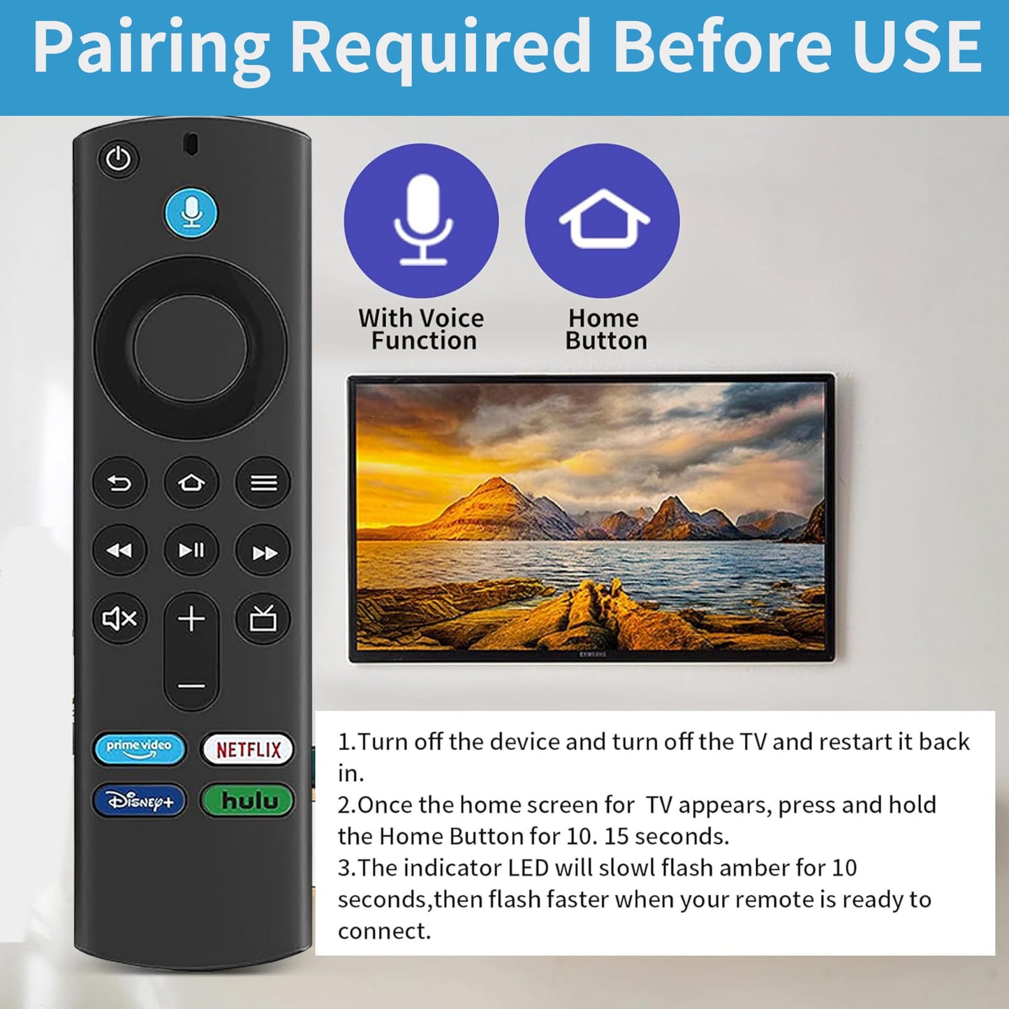 Voice Remote for Fire Series, TV Stick (HD, 4K, 4K Max, Lite), TV Cube and Omni, Insignia, Toshiba, Smart TVs, with Voice Control