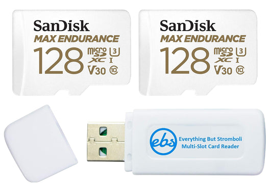 SanDisk MAX Endurance 128GB MicroSD Card (2 Pack) for Home Security Cameras & Dash Cams (SDSQQVR-128G-GN6IA) with Adapter, 4K, Bundle with (1)