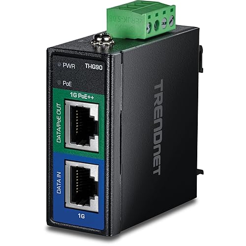 TRENDnet Industrial 95W Gigabit PoE++ Injector,TI-IG90, Power Over Ethernet (15.4W), (30W),(95W) Power, IP50, NDAA & TAA Compliant, Lifetime