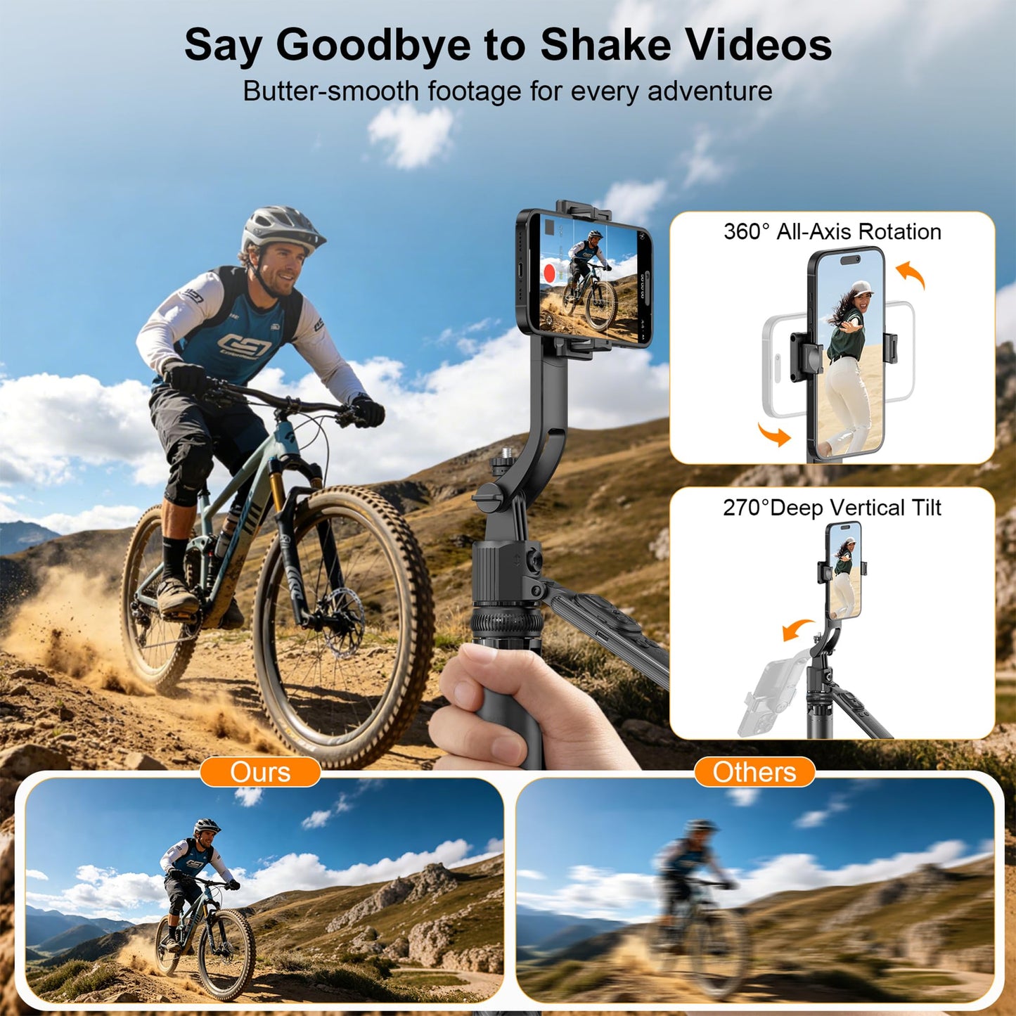 Ocwqp Phone Tripod Stand for iPhone with Detachable Phone Holder