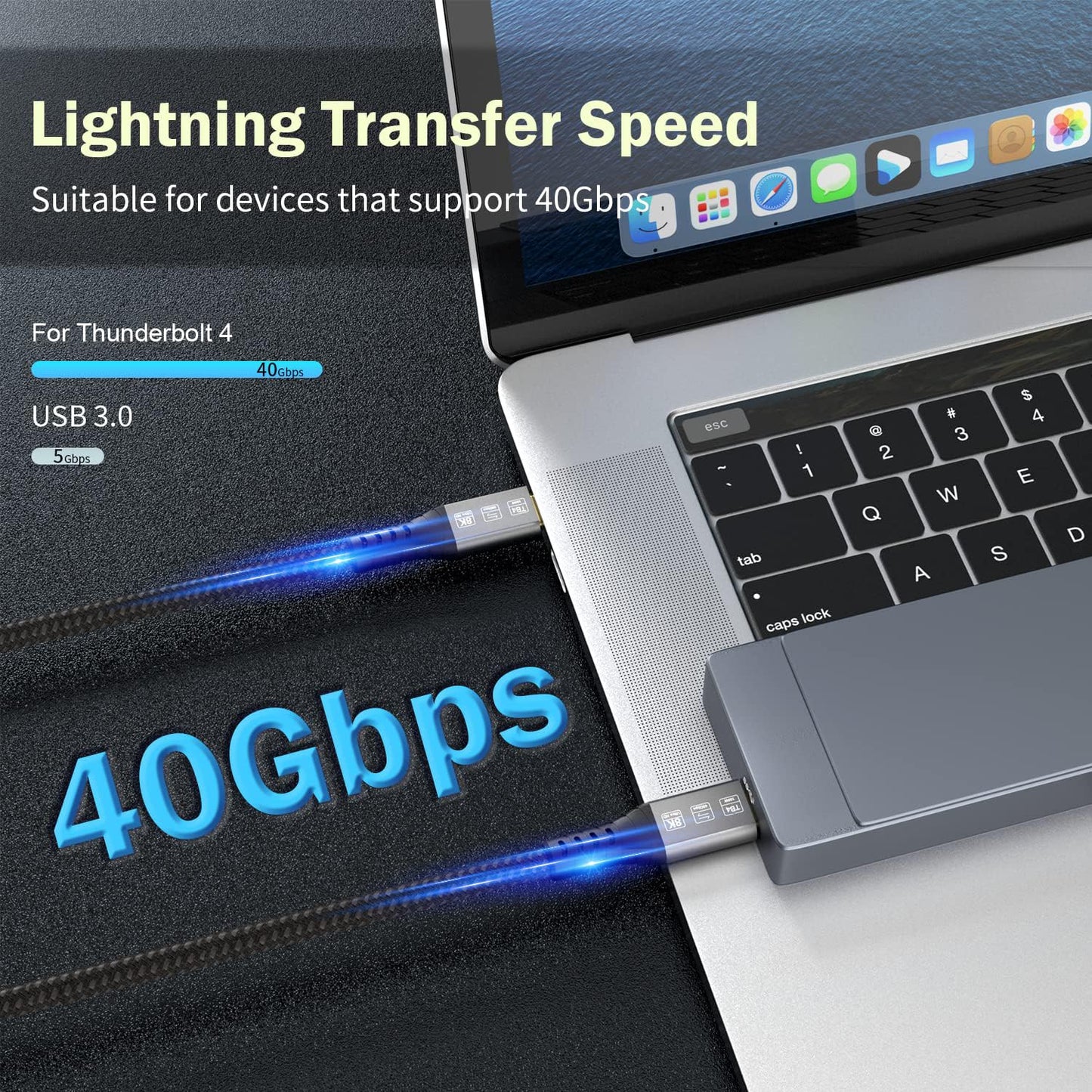 Angusplay USB 4 Cable for Thunderbolt 4 Cable 3.3ft, USB C Thunderbolt Cables 40Gbps, USB-C to USB C Cable Support 8K 60Hz Video, PD 100W Compatible