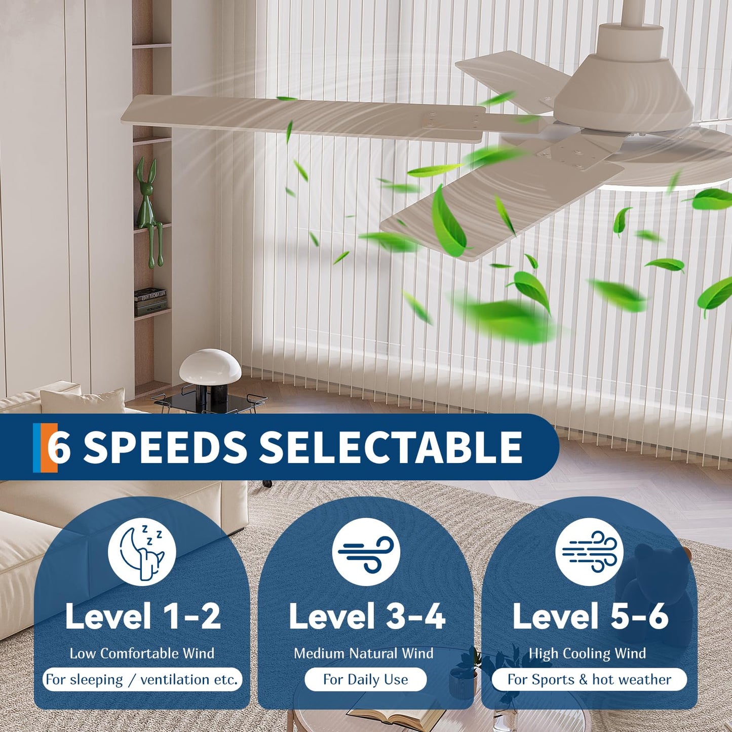 JustSmart 52 inch Ceiling Fans with Light and Remote Control