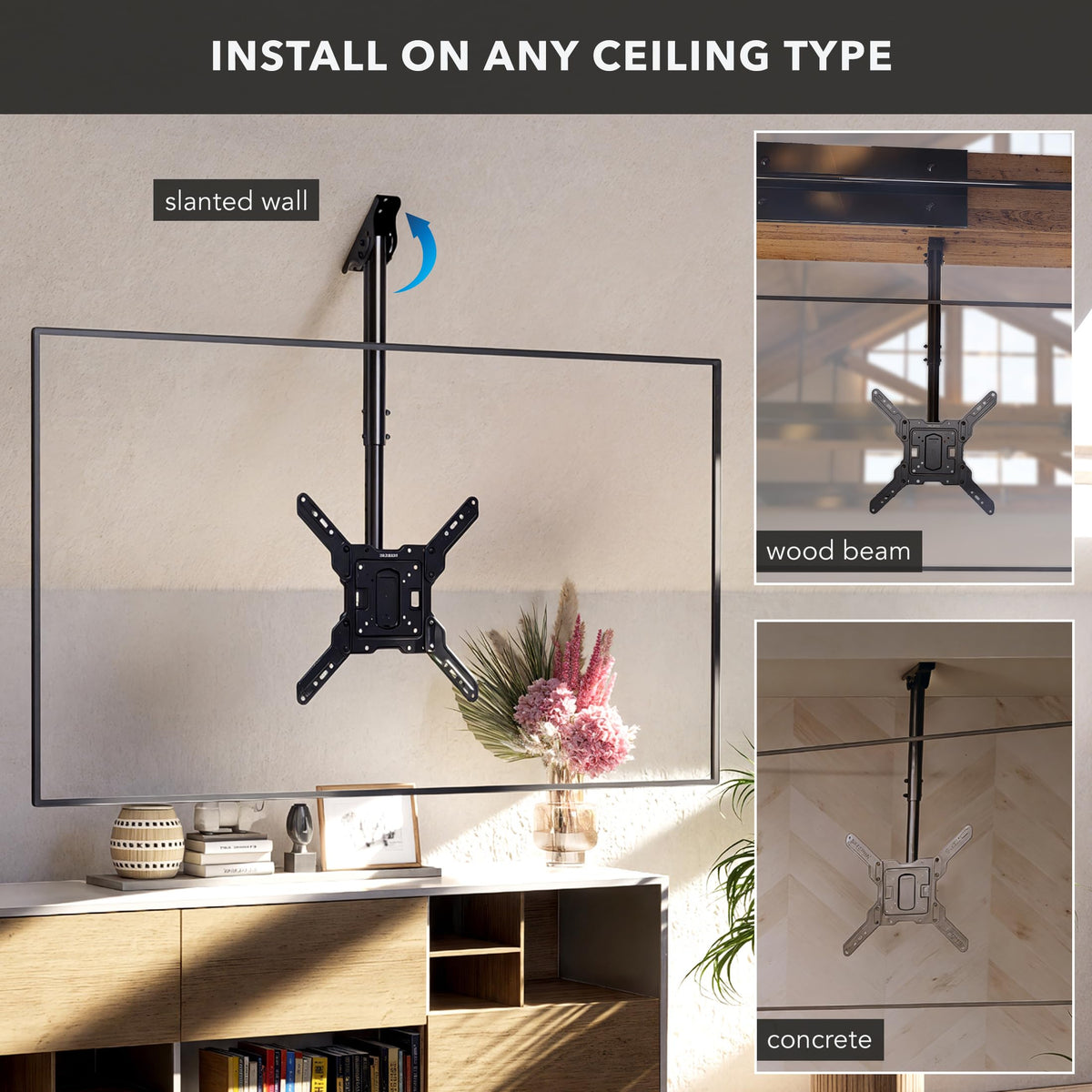 Mount-It! Ceiling TV Mount, 32-65", 99 lbs, MI-511