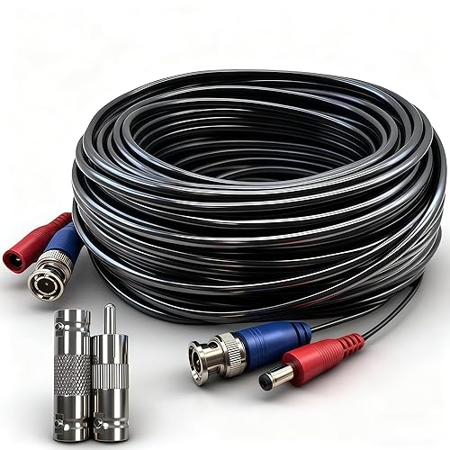 LETONDA BNC Video Cable - 4mm Thickened Upgraded Version A Safer More Reliable Integrated BNC Video Power Extension Cable for Security Camera CCTV