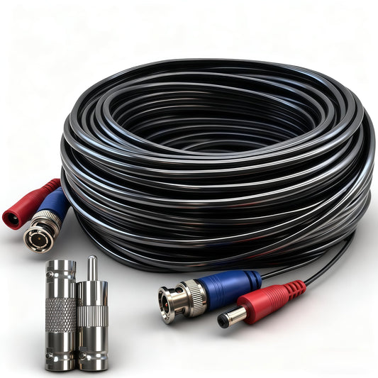 LETONDA BNC Video Cable - 4mm Thickened Upgraded Version A Safer More Reliable Integrated BNC Video Power Extension Cable for Security Camera CCTV