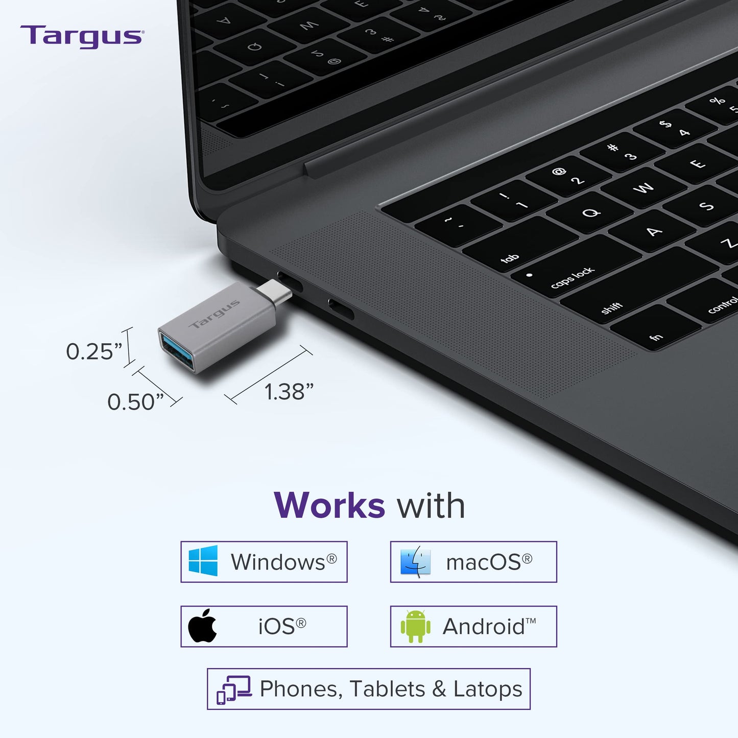 Targus USB-C to USB-A Adapter 2-Pack - Fast Data Transfer, Compact Design - USB C to USB Adapter & USB to USB C Adapter - USB C Adapter Duo Supports…