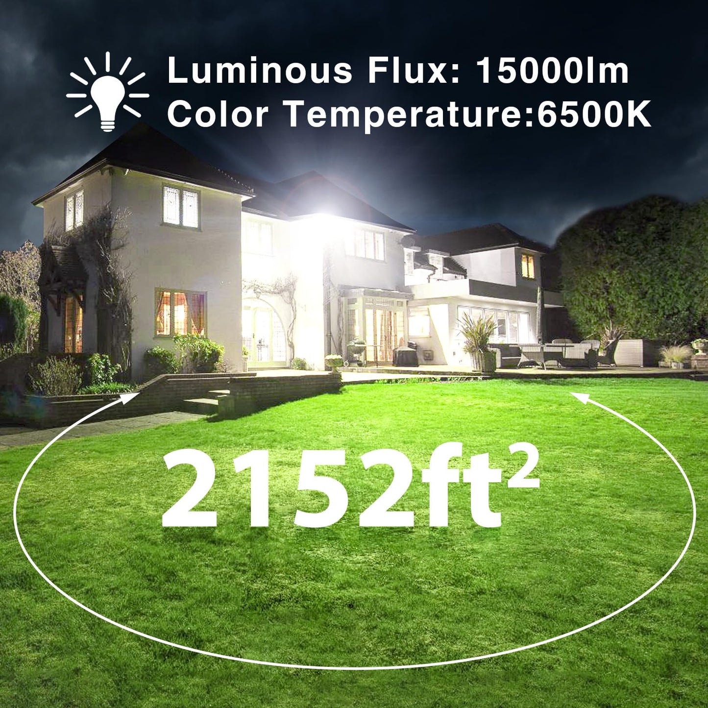 Onforu 150W LED Flood Light Outdoor,15000LM Security Lights, IP66 Waterproof Outdoor Floodlight, 2 Pack 6500K Daylight White LED Exterior Lighting