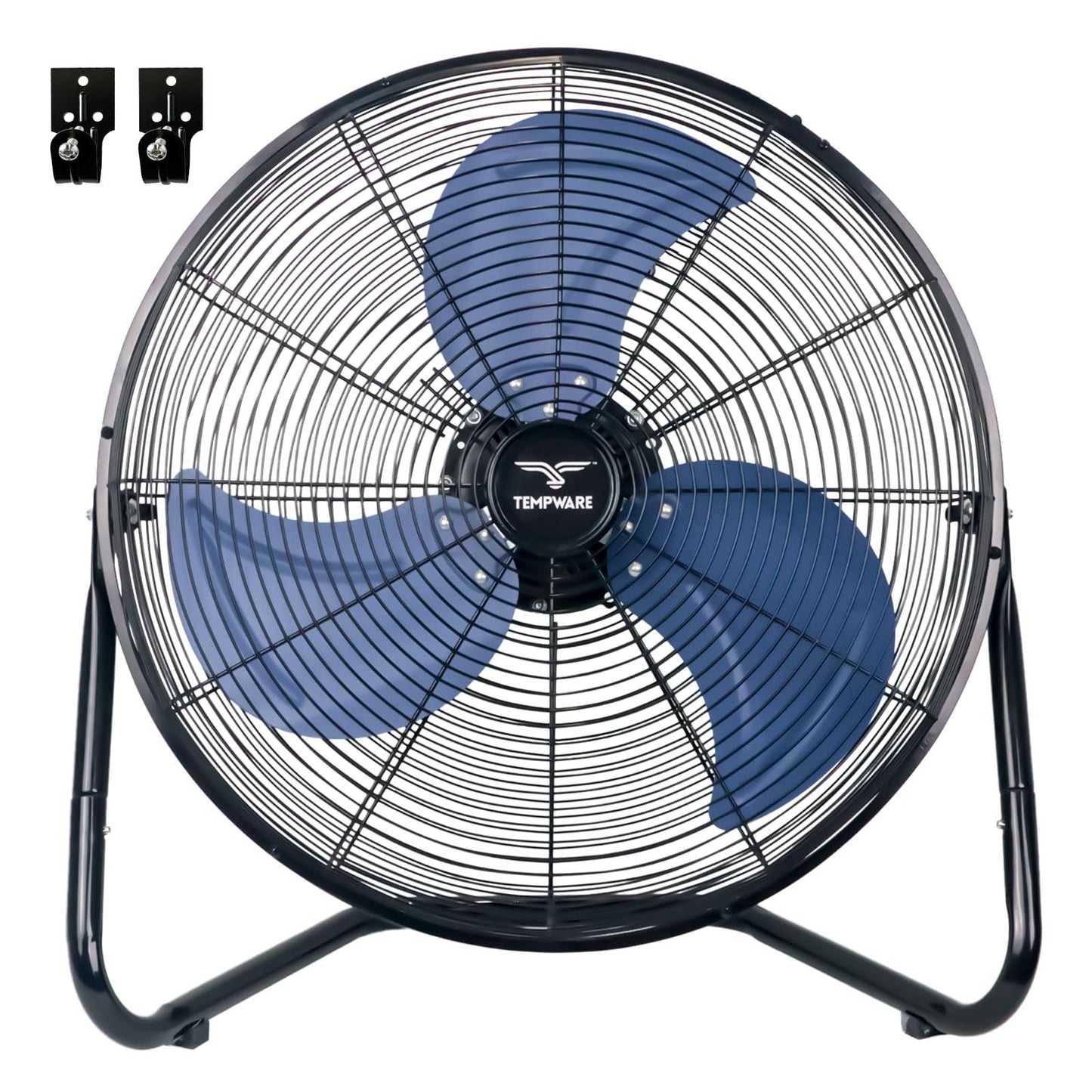 TEMPWARE 20 Inch High Velocity Industrial Floor Fan with 360° Tilt, Blue
