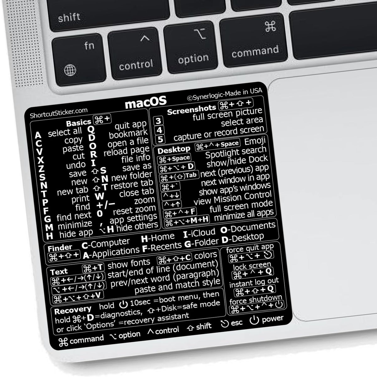Synerlogic (10pcs) Mac OS Shortcuts Sticker for Air/Pro | Keyboard Stickers for macOS | Laminated Vinyl MacBook Cheatsheet | MacBook Shortcuts 2026