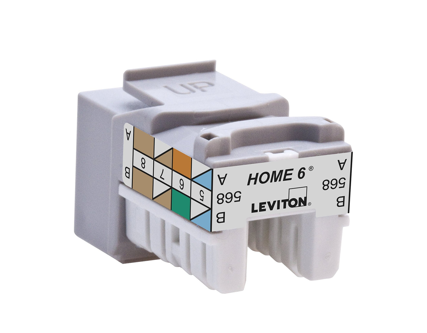 Leviton Home 6 Snap-In Connector, T568A/B Wiring, 61HOM-RG6, Grey