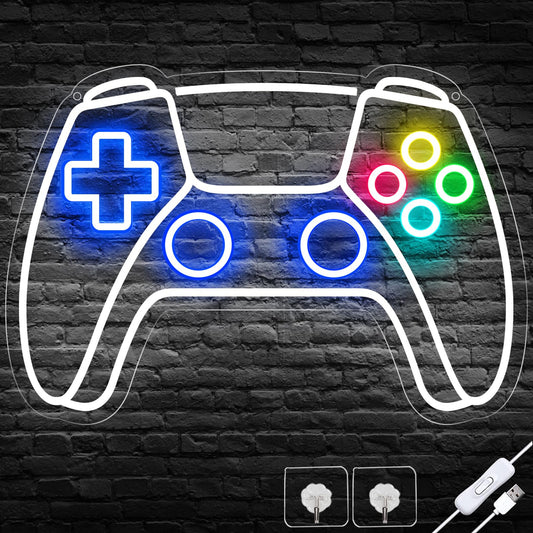 Gamer Neon Sign, Gamepad Shaped LED Neon Sign for Gamer Room Decor, Gaming Neon Sign for Boys Room Decor, Neon Gaming Sign for Gaming Wall Decor, USB