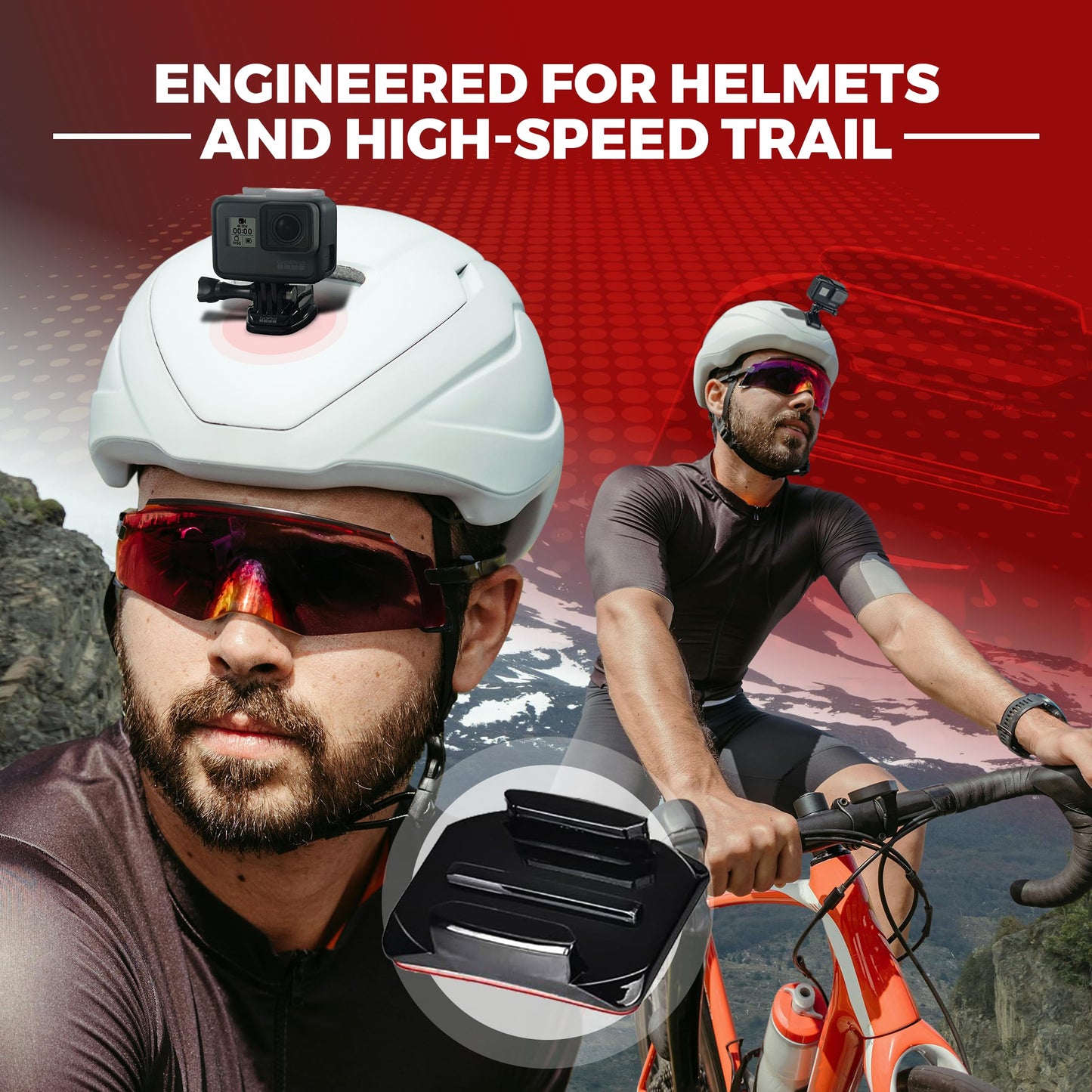 Adhesive Mounts - 3X Curved & 3X Flat Mounts with 3M Sticky Pads - for Your Helmet/Bike/Board/Car - Compatible with All GoPro Hero