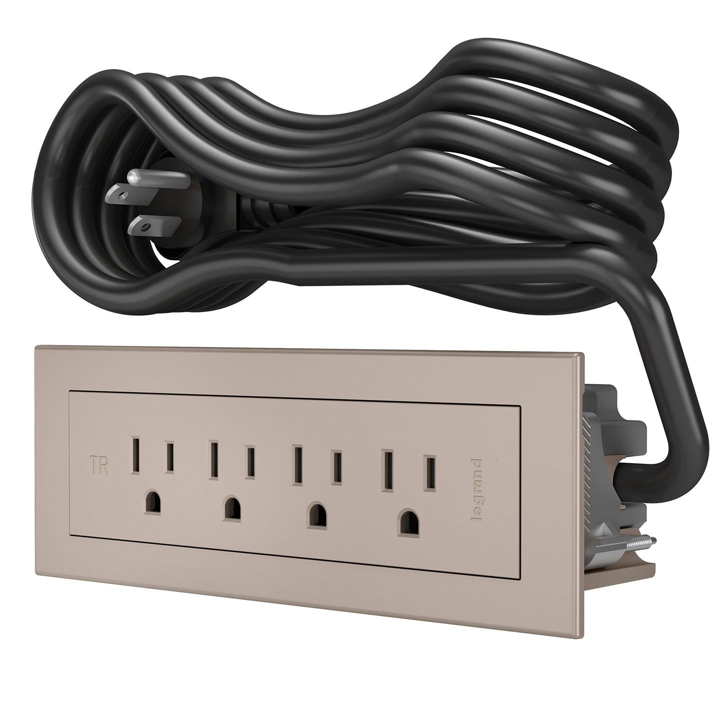 Legrand Wiremold RD4RNI10 radiant Furniture Power Center, Recessed Power Strip, 4 Outlets, 10 Foot Cord, Nickel