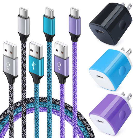 USB to USB C Type C Charger for Android Samsung Galaxy A56/A16/A36/S25 Ultra/S25 Plus/S24 Ultra/S24/S23/S22 Ultra/S21/A55/A54/A15, 3 Pack Wall Charger