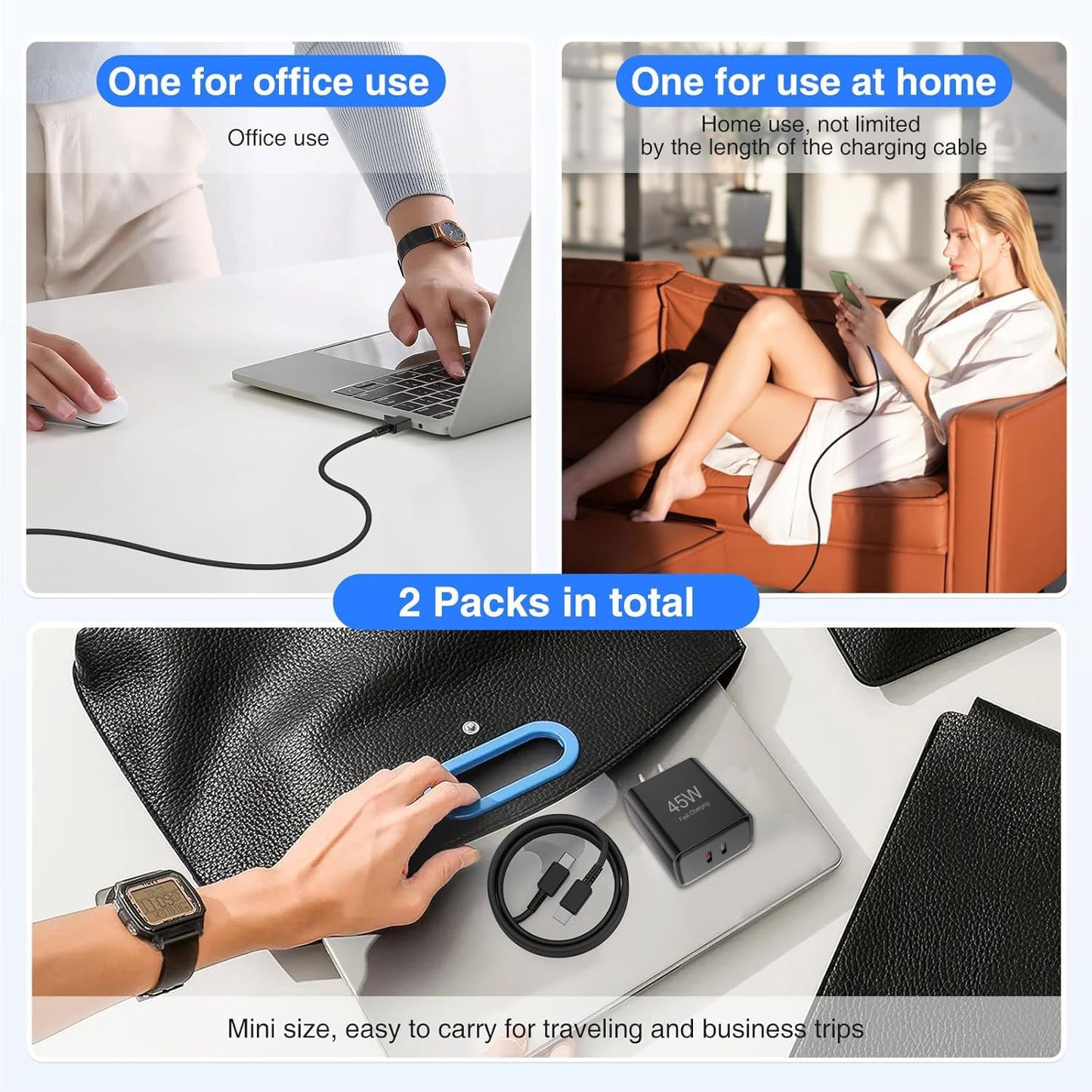 USB-C Fast Charger ?35W+10W Dual-Port Fast Charger with 4-Foot and 6-Foot Type C Cables, Compatible with Samsung Galaxy S25 Ultra/S24+/S23 and iPhone