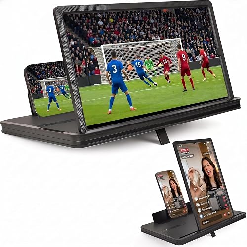 3D HD Phone Screen Magnifier with Stand - Foldable Amplifier for Movies & TikTok 3D Amplifier, Vertical & Horizontal Switch for Movies, Gaming & Live
