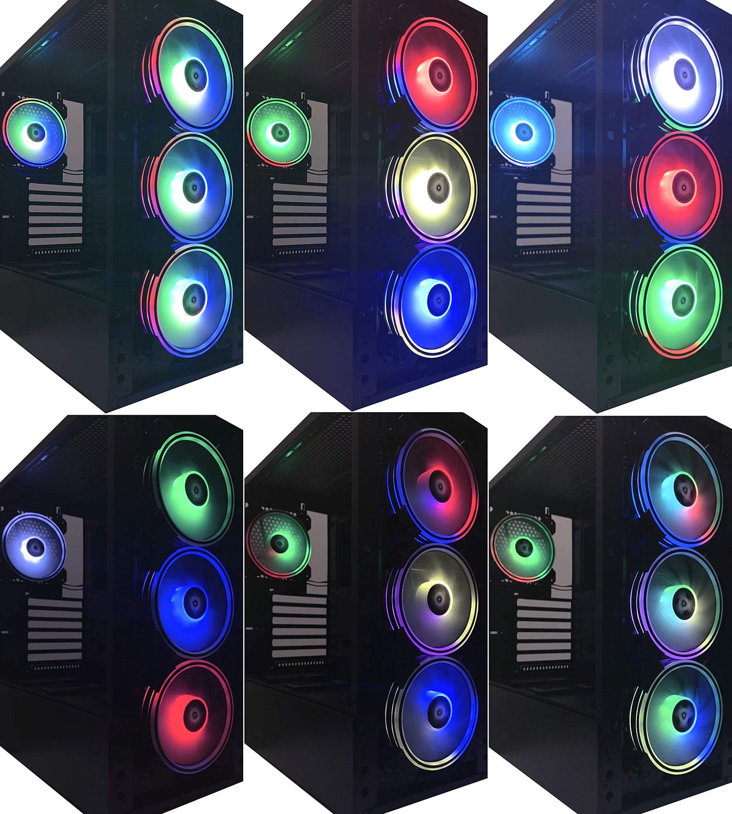 Apevia ET4-RGB Electro 120mm Silent RGB Color Changing LED Fan for Gaming with Remote Control, 28x LEDs & 8X Anti-Vibration Rubber Pads (4-pk)
