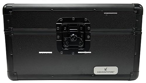 CheckOutStore Black Aluminum 7" 45 RPM Record Storage Box (Holds Up to 200 Records)