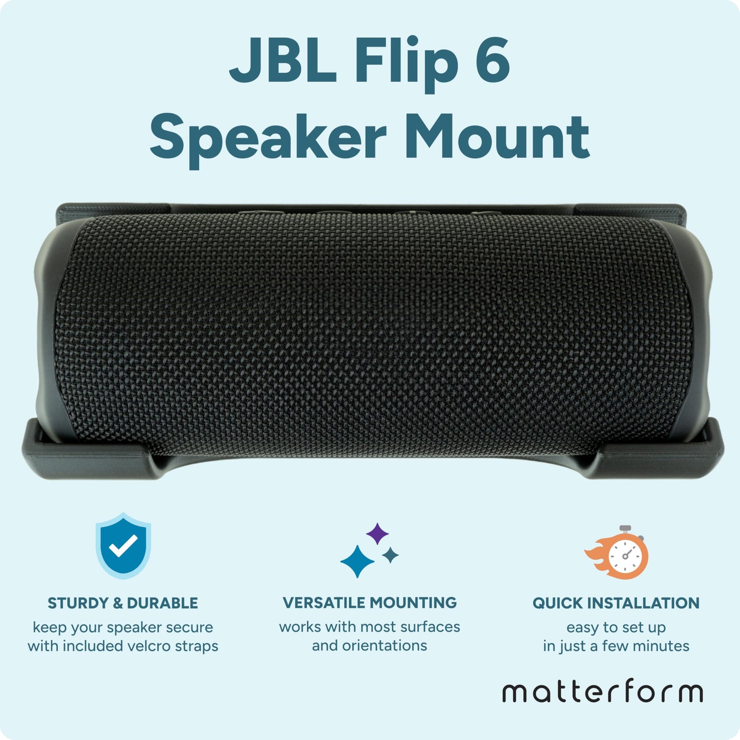 Speaker Mount for JBL Flip 6 Portable Speaker | Wall, Ceiling, Pole Mount, Desktop Stand | Shelf Bracket Holder for Home, Office, Car, Truck, Boat