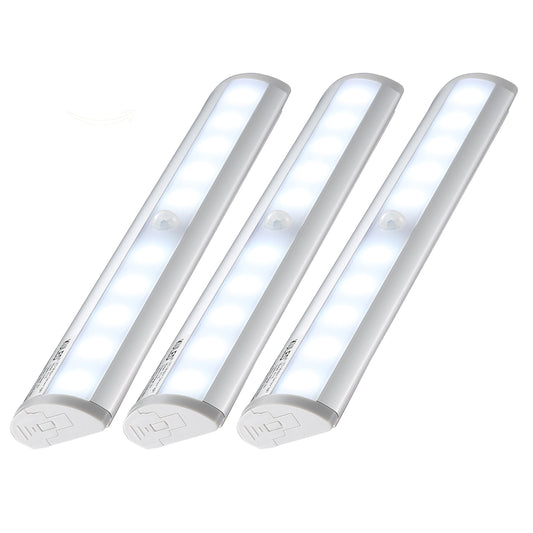 KULED 10-led Motion Auto Sensing LED Light, Battery Powered DIY Stick-on Under Cabinet Anywhere Portable Wireless with Magnetic Tape Strip Night Light
