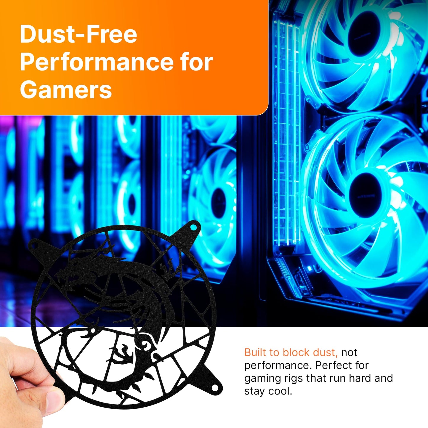 SplashNColor Dragon Fan Cover Compatible with Noctua and Other CPU Coolers & Fans, ARGB 120mm Quiet PC Case Accessories, Gaming Desktop Computer Setup