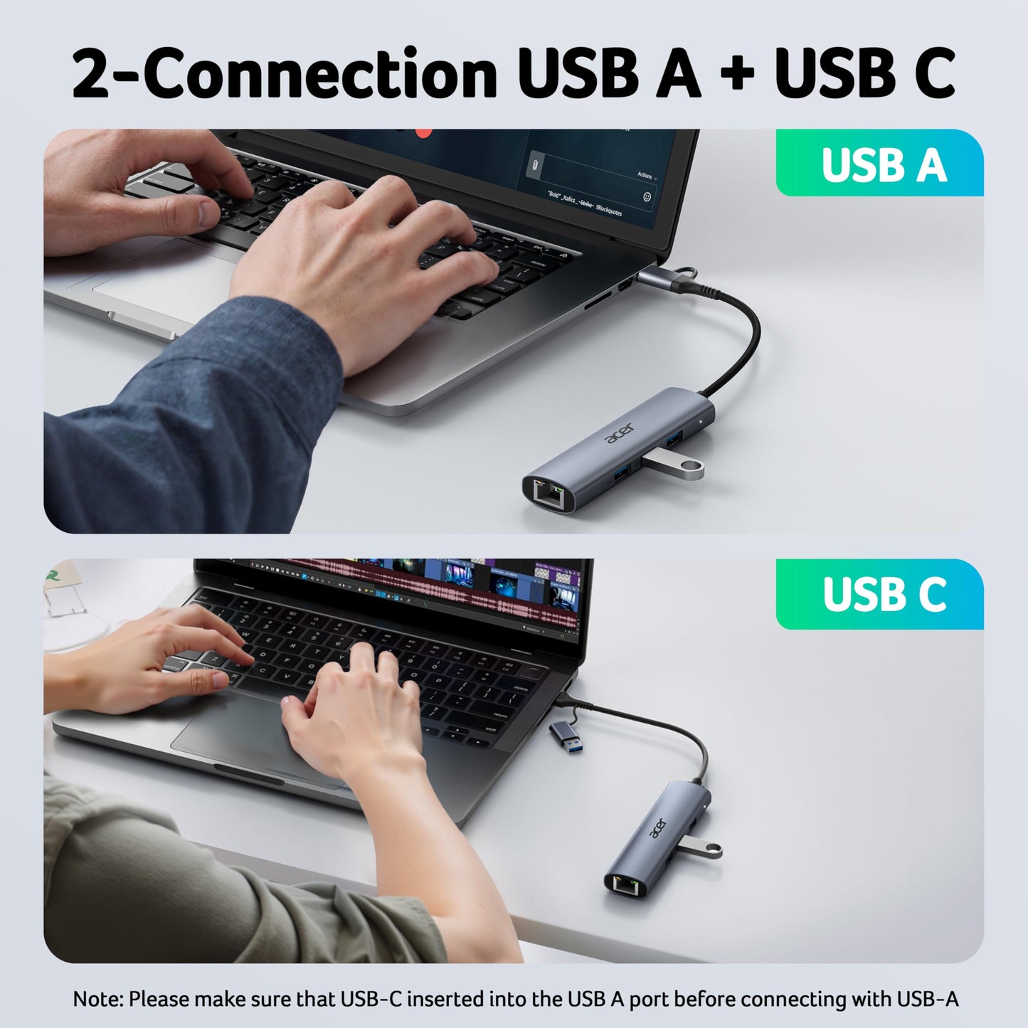 Acer USB to Ethernet Adapter, USBC Hub Ethernet 1Gbps with 3*USB 3.0, Aluminum Heat Dissipation, Driver Free, USB to Network Adapter for Windows 10