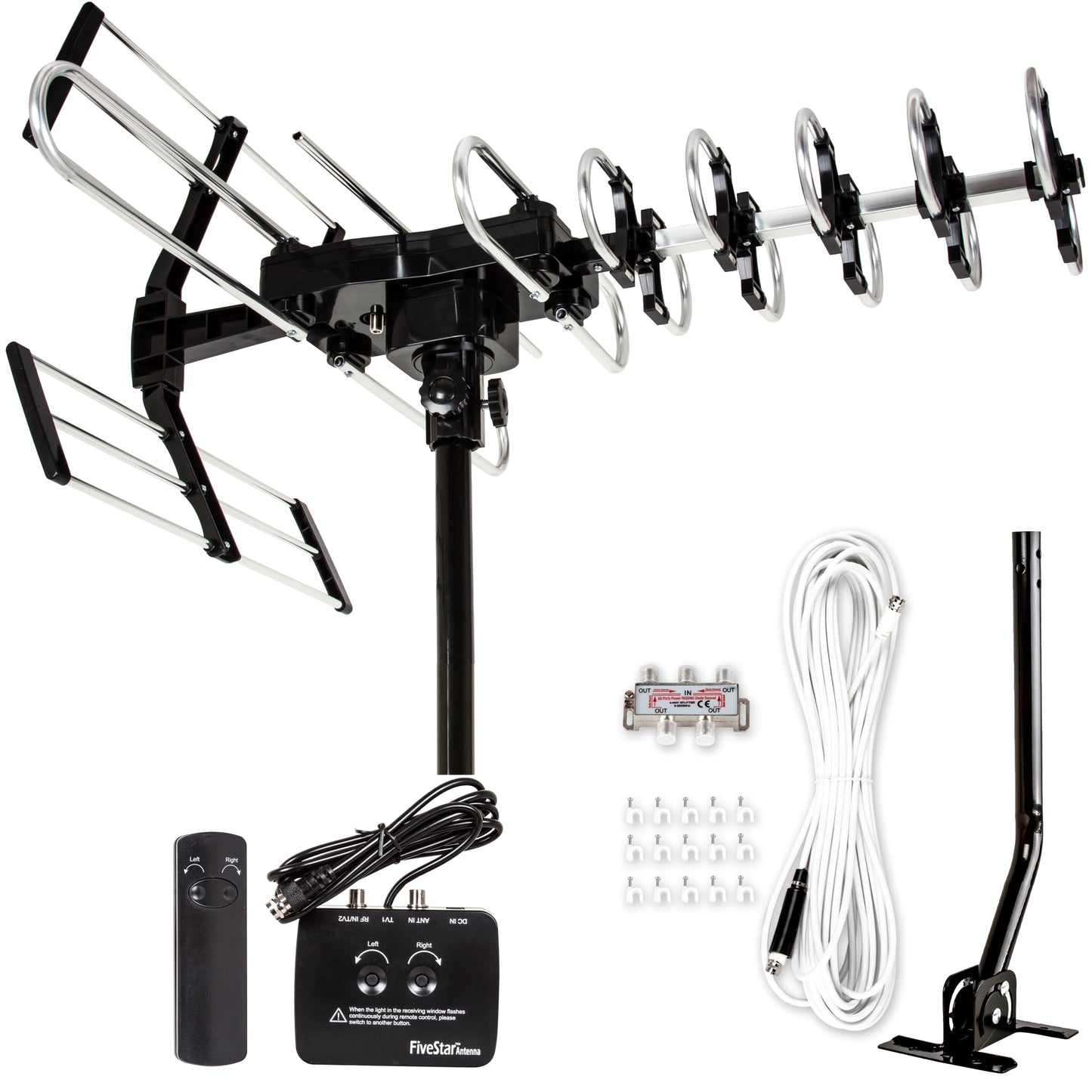 Five Star 2026 Upgraded Outdoor TV Antenna - 200 Mile Range Motorized 360° Precise Rotation HDTV Antenna, Smart Amplified NextGen ATSC 3.0 4K 1080P