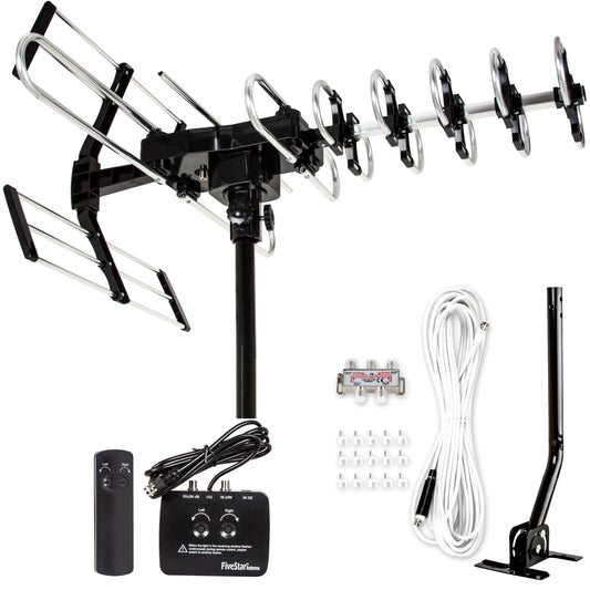 Five Star 2026 Upgraded Outdoor TV Antenna - 200 Mile Range Motorized 360° Precise Rotation HDTV Antenna, Smart Amplified NextGen ATSC 3.0 4K 1080P