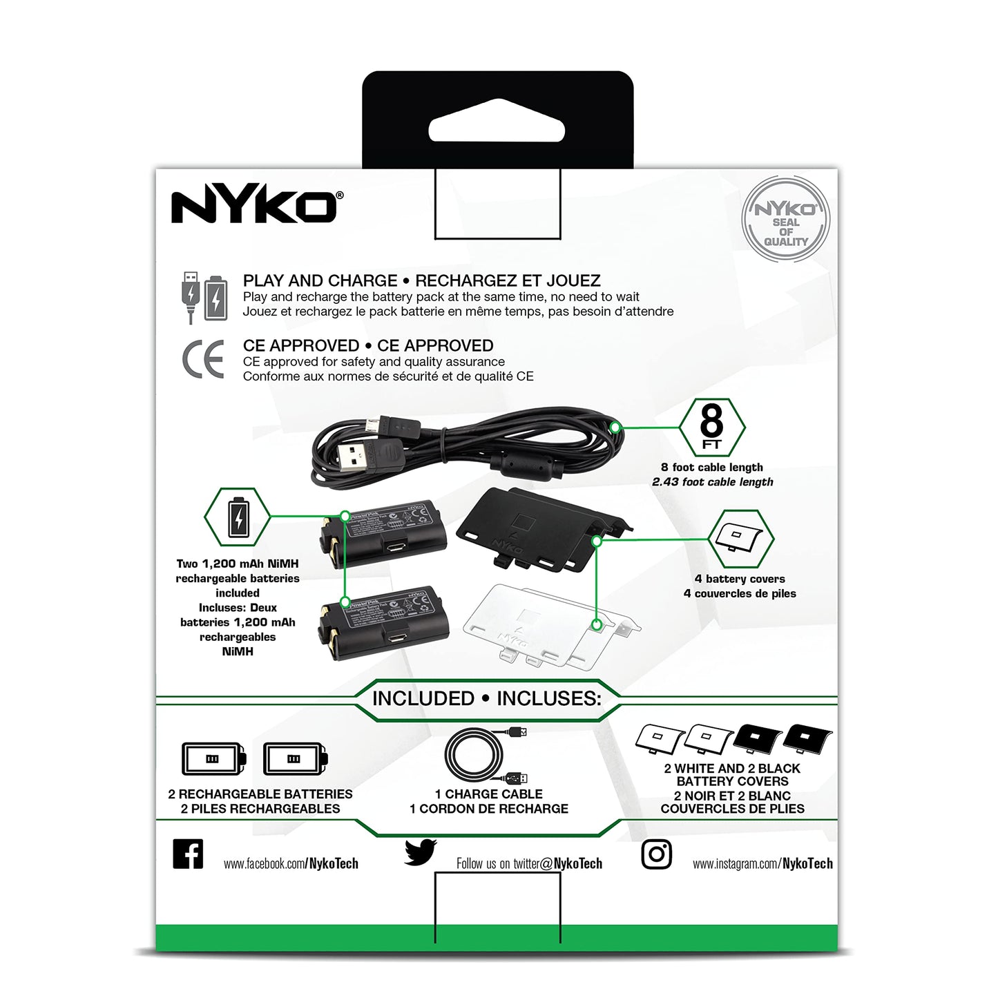 Nyko Xbox One Power Kit Plus - Rechargeable Battery Kit w/ 2 Batteries, Micro-USB Cable for Xbox one Controllers ONLY- Not Compatible w/Xbox S/X - Not