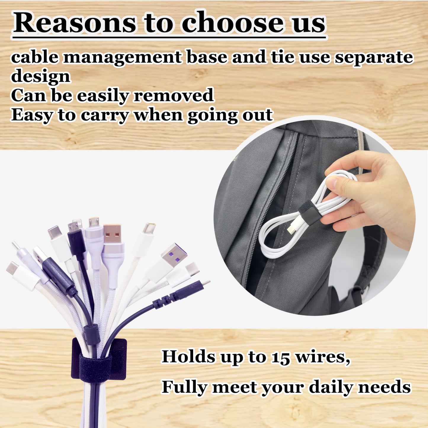 Ulinca Cable Management Under Desk,Up to 15 Cord,Enhanced Wire Holder. Cord Organizer,Reusable Cord Holder Organizer for Cable Hider Clips Under
