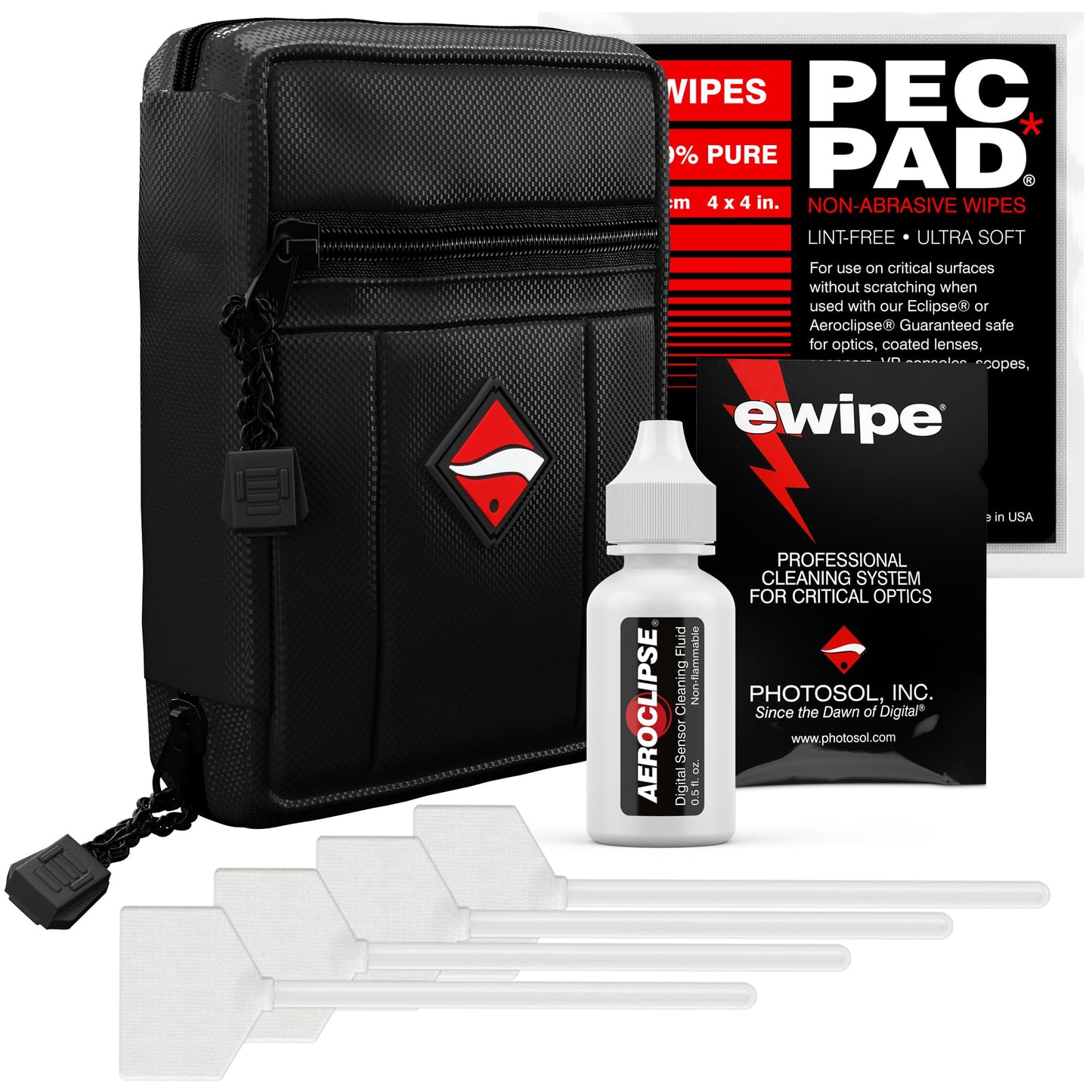 Photographic Solutions Digital Survival Kit - Type-4 (33mm) Sensor Swabs, PEC-PAD Photo Wipes, E-Wipe Packet, Aeroclipse Optic Cleaner Non-Flamable