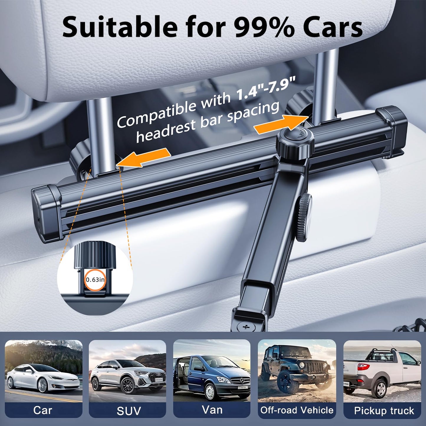 xuenair Rechargeable Car Fan for Backseat Kids Baby Rear Facing - Long Arm