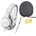 Audio-Technica ATH-M20xWH Professional Monitor Headphones - White Bundle with Case and Austin Bazaar Polishing Cloth