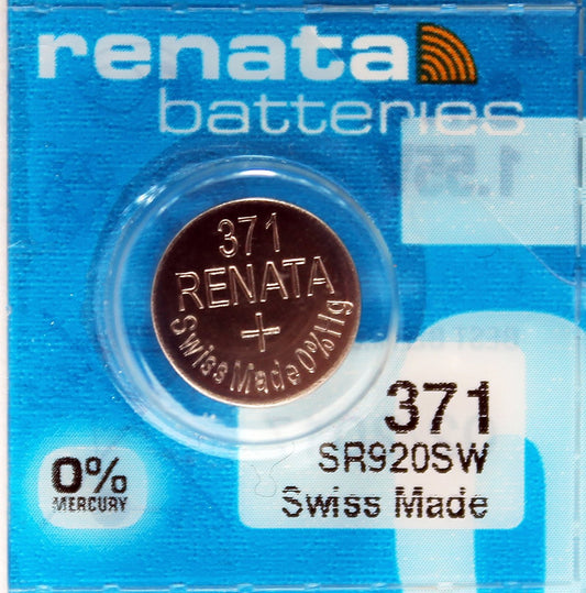 :Renata 371 - SR920SW Wrist Watch Battery Button Cell - Low Drain Silver Oxide Mercury-Free 1.55v, Modern