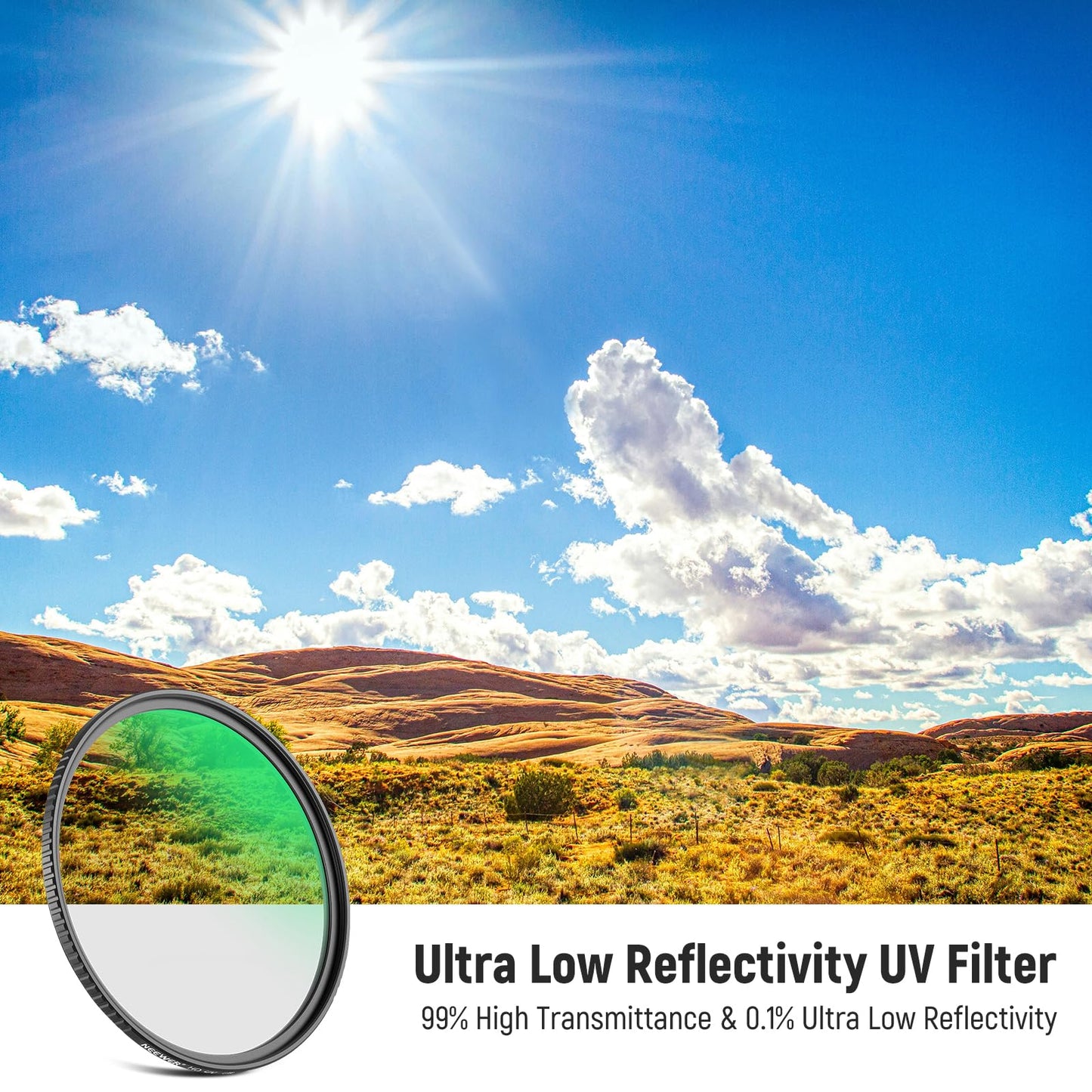 NEEWER 82mm Ultra Low Reflectivity UV Lens Filter, UV Protection Filter with Multi Resistant Coating, HD High Transmittance Optical Glass, Ultra Slim
