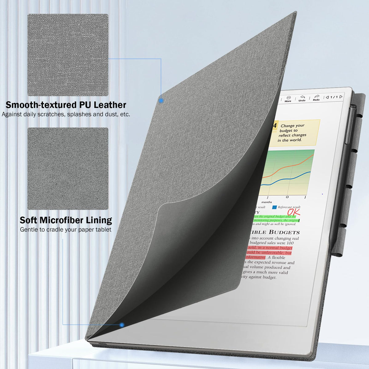 MoKo Case for Remarkable Paper Pro 2024 11.8", Denim Gray
